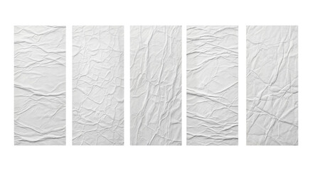 white paper wrinkled poster template ,blank glued creased paper sheet mockup.white poster mockup on wall. empty paper mockup