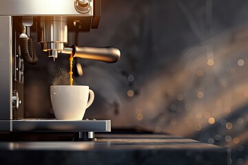 Premium Quality Picture of Automated Coffee Machine Pouring Fresh Hot Cup