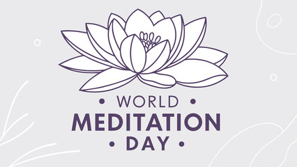 Obraz premium Serene Minimalist Lotus Flower Illustration: World Meditation Day; Peaceful, Calming, Spiritual Design; Perfect for Wellness, Mindfulness, and Yoga Branding.