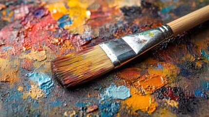 Fototapeta premium Artist palette with paintbrush