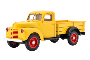 Classic yellow pickup truck isolated on transparent background
