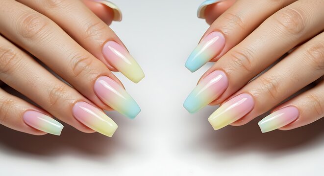 Fototapeta Pastel Ombre Nails Soft, Elegant, and Trendy Nail Art Design