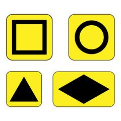 Road emergency diversion square, circle, triangle, diamond signs isolated on a white background. Vector illustration of traffic direction