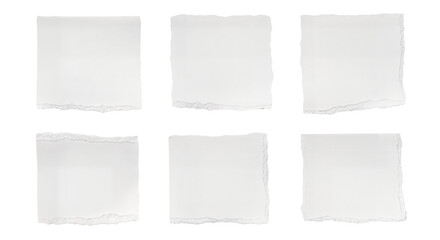 torn blank pages with uneven texture edges. set of ripped white paper sheets png isolated on...