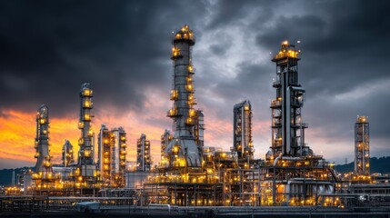 Modern Industrial Scene with Factory and Heavy Machinery