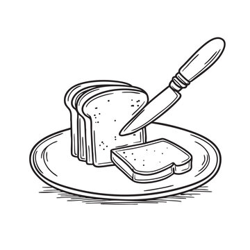 bread slices on plate with knife clip art preview