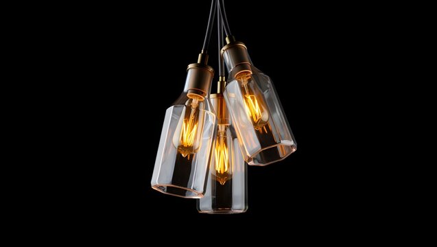 Modern pendant lighting fixture with glass shades and edison bulbs for home decor