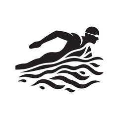 swimmers vector silhouette clip art logo designs illustrations collections. swimming sports sets.