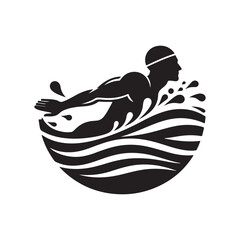 swimmers vector silhouette clip art logo designs illustrations collections. swimming sports sets.