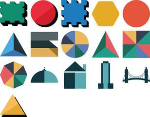 Colorful Geometric Shapes Icons for Design Projects