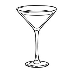Naklejka na ściany i meble Martini glass outline drawing with minimalist design and elegant shape. Vector hand-drawn doodle illustration