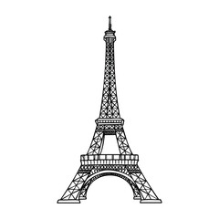 Obraz premium Detailed outline of iconic eiffel tower architecture. Vector hand-drawn doodle illustration
