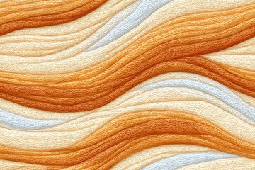 Seamless pattern of Abstract waves of orange and cream colors flow harmoniously across a textured surface in a modern artistic design