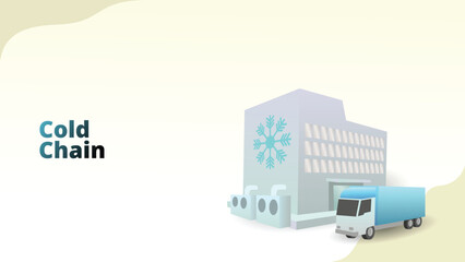 cold chain concept. A supply chain that keeps goods cool. truck and factory with air conditioner system. supply chain management illustration vector illustration