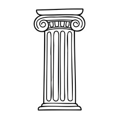 Obraz premium Classic greek doric column with detailed fluting and capital design. Vector hand-drawn doodle illustration