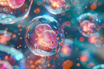 Ultra Hd Visual of Stem Cell Research Advances with Microscopic Views of Body Cells