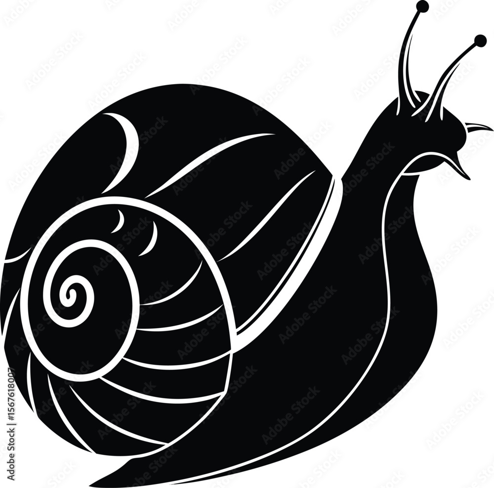 Aufkleber vector art of a snail with a spiral shell isolated on white background