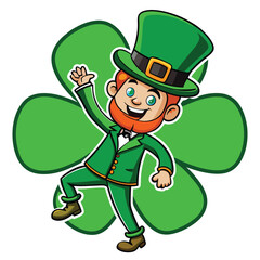 Lucky Leprechaun Dancing With Shamrock	