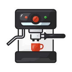 Espresso machine. espresso, machine, coffee, brew, barista, caffeine, appliance, pressure. Vector Icon Illustration