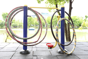 Hula hoop,Outdoor exercise machines in public park