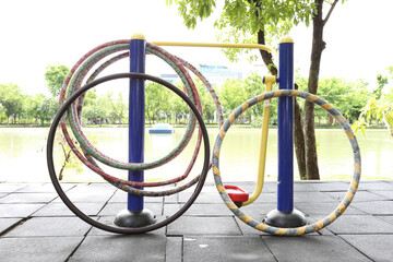 Hula hoop,Outdoor exercise machines in public park