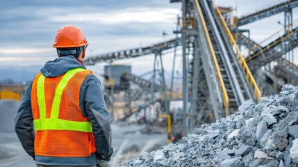 Modern Industrial Scene with Factory and Heavy Machinery