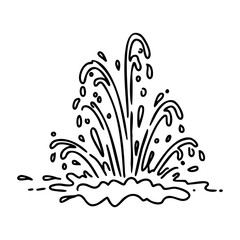 Simple hand-drawn fountain illustration with water splashes. Vector hand-drawn doodle illustration