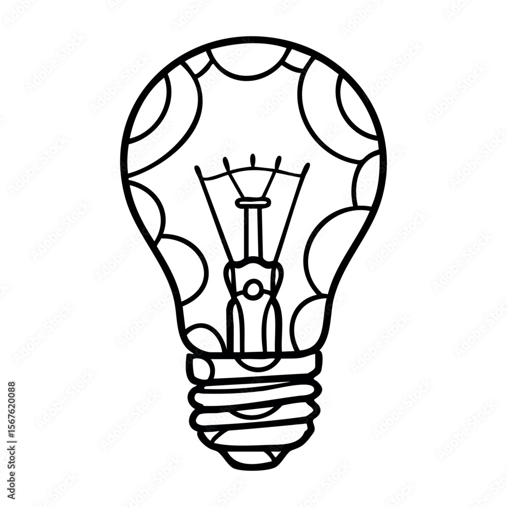 Aufkleber hand-drawn light bulb with abstract patterns for creative design projects. vector hand-drawn doodle 