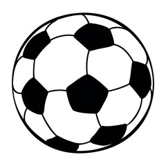 Obraz premium Classic black and white soccer ball with geometric patterns. Vector hand-drawn doodle illustration