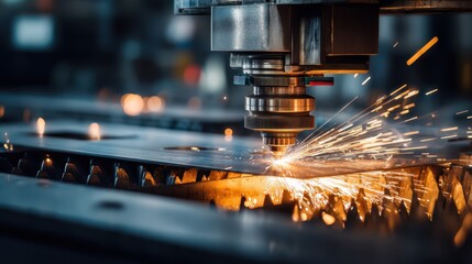 Modern Industrial Scene with Factory and Heavy Machinery