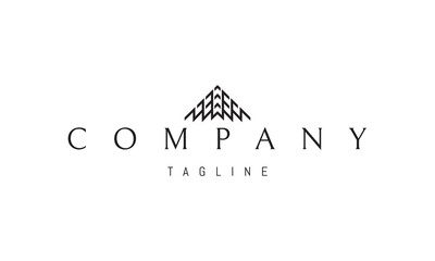 A vector logo featuring an abstract image a stylized mountain designed as a geometric pyramid with sharp, clean lines