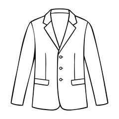 Classic men's suit jacket outline drawing with lapels and buttons. Vector hand-drawn doodle illustration