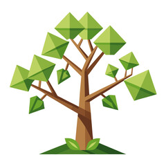 origami-style-money-tree-growing--white-background