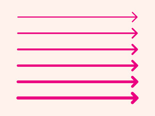 Fototapeta premium Vector pink arrows of various sizes