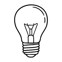 Simple outline of a light bulb icon for energy and ideas. Vector hand-drawn doodle illustration