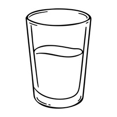 Simple glass of water drawing line art. Vector hand-drawn doodle illustration