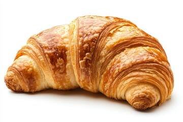 Freshly Baked Croissant on White Background, Delicious Pastry Treat