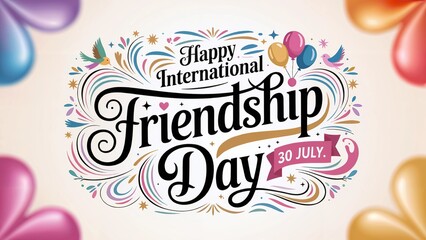 Celebrating Happy International Friendship Day with colorful flourish and joyful balloons on 30 July