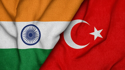 Texture india vs turkey flag together