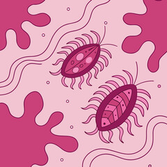 Abstract Pink Design with Intricate Organisms