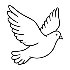 Fototapeta premium Peaceful dove with outstretched wings in flight illustration. Vector hand-drawn doodle illustration