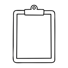 Simple hand-drawn clipboard with blank paper design. Vector hand-drawn doodle illustration
