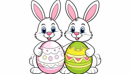 Easter Bunnies with Eggs.