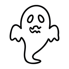 Simple ghost illustration with playful expression. Vector hand-drawn doodle illustration