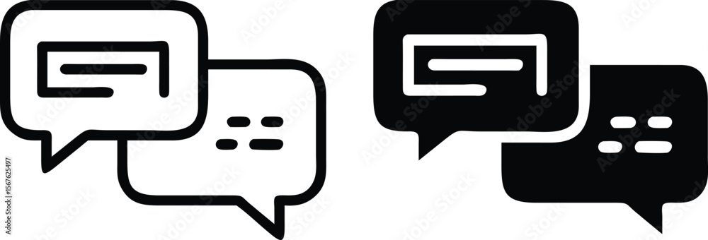 Poster chat message icons – black and white speech bubble communication vector set