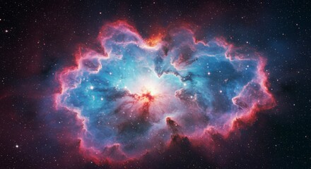 Obraz premium A vibrant nebula, swirling colors in space