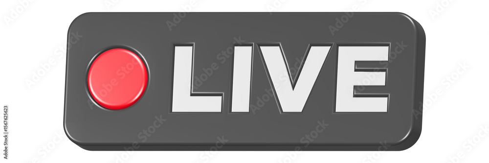 Poster live button 3d rendering black color