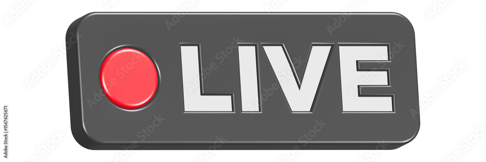 Poster live button 3d rendering black color