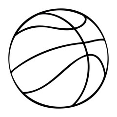 Simple black and white basketball line drawing with artistic patterns. Vector hand-drawn doodle illustration