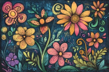 clear pixel picture of Hand Drawn Floral Doodle Collection